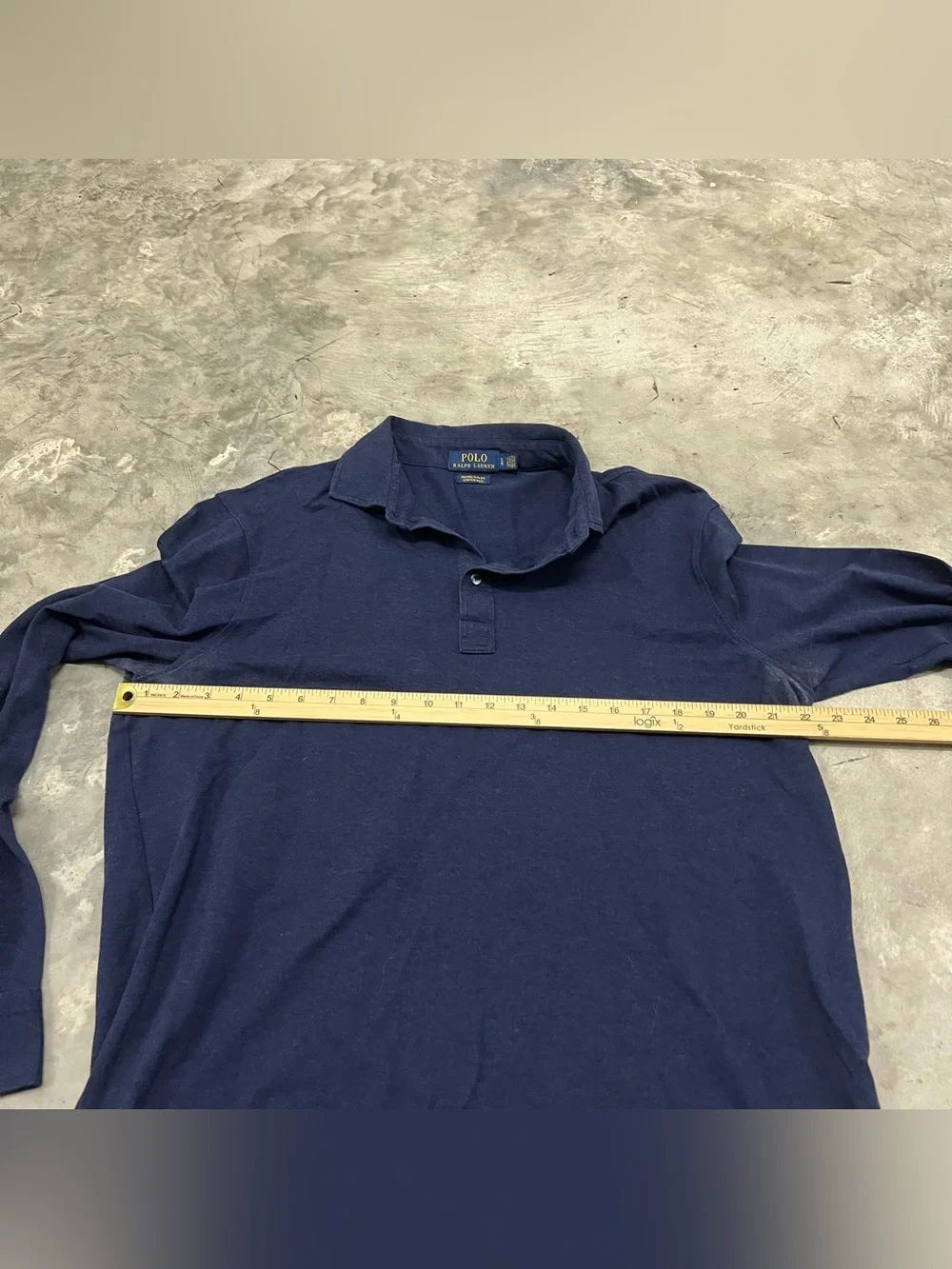 Polo Ralph Lauren Polo Shirt Mens Large Blue Stretch Mesh Custom Fit Long Sleeve